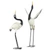 Outsunny Set of 2 Garden Sculptures, Heron Garden Statues for Lawn, Patio, Backyard Decoration, 35.5" & 40.5", White & Black