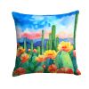 Arizona Saguaro Cactus Blossom in Watercolor Throw Pillow Machine Washable, Indoor Outdoor Decorative Pillow for Couch, Bed or Patio, 18Hx18W