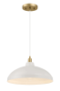 Astral Single Light White Pendant Lamp with Golder Brass Finish for Entrance Kitchen Island 14"D Ã— 8"H