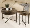Radial Pattern 2-Piece Coffee and End Table Set â€“ Waterproof MDF with PVC Cover, Distressed Cylindrical Design