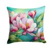 Louisiana Magnolias in Watercolor Throw Pillow Machine Washable, Indoor Outdoor Decorative Pillow for Couch, Bed or Patio, 14Hx14W