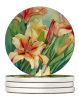 Utah Sego Lilies in Watercolor Large Sandstone Coasters Pack of 4 Absorbent Round Coasters Decor Gifts for Men or Women, 4 in, Multicolor