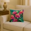 West Virginia Rhododendrons in Watercolor Throw Pillow Machine Washable, Indoor Outdoor Decorative Pillow for Couch, Bed or Patio, 18Hx18W