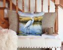 Snowy Egret in Coastal Marshes Throw Pillow Machine Washable, Indoor Outdoor Decorative Pillow for Couch, Bed or Patio, 14Hx14W