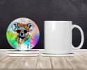Hippie Animal Koala Large Sandstone Coasters Pack of 4 Absorbent Round Coasters Decor Gifts for Men or Women, 4 in, Multicolor