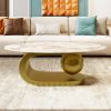 Modern Oval Coffee Table for Living Room, Marble Pattern Sintered Stone Coffee Tabletop with Gold Stainless Steel Base in 47.2"