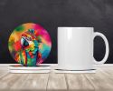 Hippie Animal Parrot Large Sandstone Coasters Pack of 4 Absorbent Round Coasters Decor Gifts for Men or Women, 4 in, Multicolor