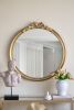 30" x 32.1" Round Decorative Wood Frame Wall Mirror