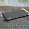 Outdoor Patio Aluminum Tray, Grey Powder-Coated with Teak Handle