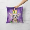 Chinese Crested King of Mardi Gras Throw Pillow Machine Washable, Indoor Outdoor Decorative Pillow for Couch, Bed or Patio, 18Hx18W