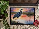 Blue Heron Setting Sun Doormat Front Door Mat Indoor Outdoor Rugs for Entryway, Non Slip Washable Low Pile, 24H X 36W