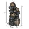 Outsunny Solar Water Fountain 28.3 4-Tier Resin Cascading Jars Stacked Stones with LED Lights Outdoor Decor