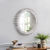 Vintage 17'' x 17'' Wood Round Hanging Gear Shape Decorative Mirror Patchwork Effect With Large-size Mirrors Individually On Art Walls