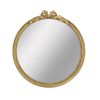 30" x 32.1" Round Decorative Wood Frame Wall Mirror