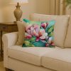 Louisiana Magnolias in Watercolor Throw Pillow Machine Washable, Indoor Outdoor Decorative Pillow for Couch, Bed or Patio, 14Hx14W