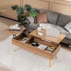 1PC 47 Inch Lift Top Coffee Table with 2 Hidden Compartments