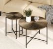 Radial Pattern 2-Piece Coffee and End Table Set â€“ Waterproof MDF with PVC Cover, Distressed Cylindrical Design