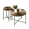 Radial Pattern 2-Piece Coffee and End Table Set â€“ Waterproof MDF with PVC Cover, Distressed Cylindrical Design