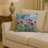 South Dakota Pasque Flowers in Watercolor Throw Pillow Machine Washable, Indoor Outdoor Decorative Pillow for Couch, Bed or Patio, 14Hx14W