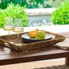 Better Homes & Gardens Beige and Black Resin Rattan Rectangular Serving Tray