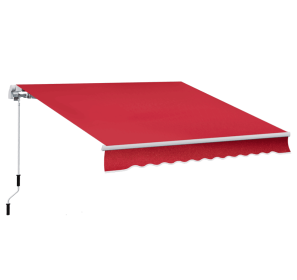 12 X 10 Manual Retractable Awning Outdoor Sunshade Shelter For Patio, Balcony, Yard, With Adjustable & Versatile Design, Wine Red (Color: Red)