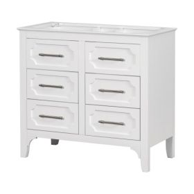 36'' Bathroom Vanity Without Sink , Free Standing Single Vanity Set With Four Drawers, Solid Wood Frame Bathroom Storage Cabinet Only (Color: White)