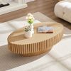 Modern Handcraft Drum Coffee Table Length 43.7 inch Ellipse Coffee Table for Living Room,Oval Small Coffee Table with Sturdy Pedestal