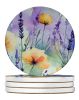 Lavender in Watercolor Large Sandstone Coasters Pack of 4 Absorbent Round Coasters Decor Gifts for Men or Women, 4 in, Multicolor