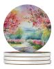 Michigan Apple Blossoms in Watercolor Large Sandstone Coasters Pack of 4 Absorbent Round Coasters Decor Gifts for Men or Women, 4 in, Multicolor