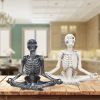 1pc Yoga Pose Skeleton Statue, Abstract Design Resin Sculpture
