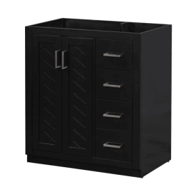 30'' Bathroom Vanity Without Sink,Solid Wood Frame Bathroom Storage Cabinet Only, Freestanding Vanity Set With 3 Drawers& Soft Closing Doors (Color: Black)